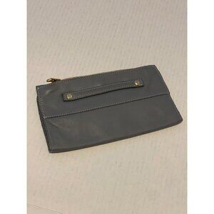 American Apparel Grey Leather Clutch Cosmetic Bag Makeup Case Wallet Hand Purse